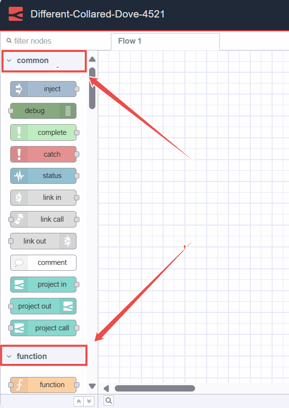 Image showing Node-RED Palette Node Categories