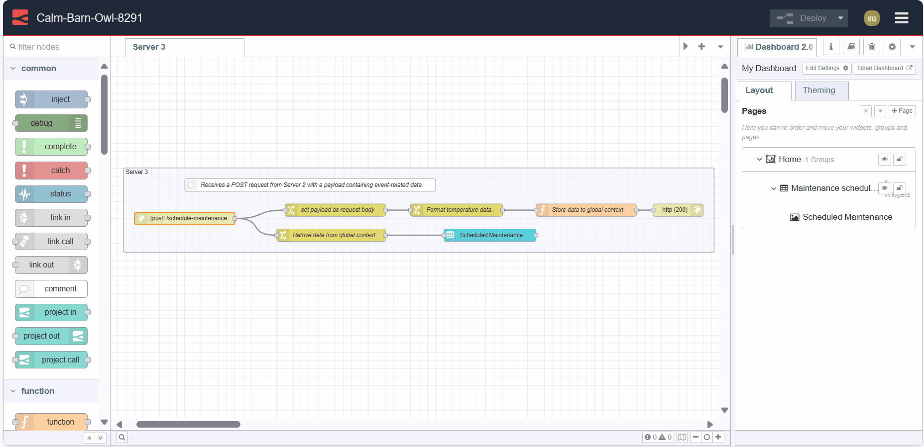 "Screenshot Displaying the flow of server 3"